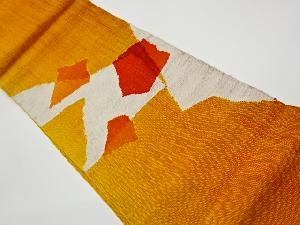 リサイクル　手織り紬抽象模様織出し名古屋帯